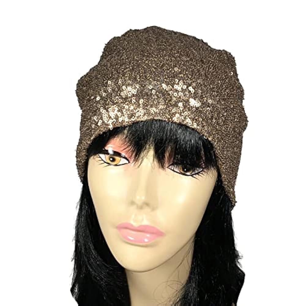 Amazon.com: Sequin Beanie Bronze Sequin Hat Custom Size and